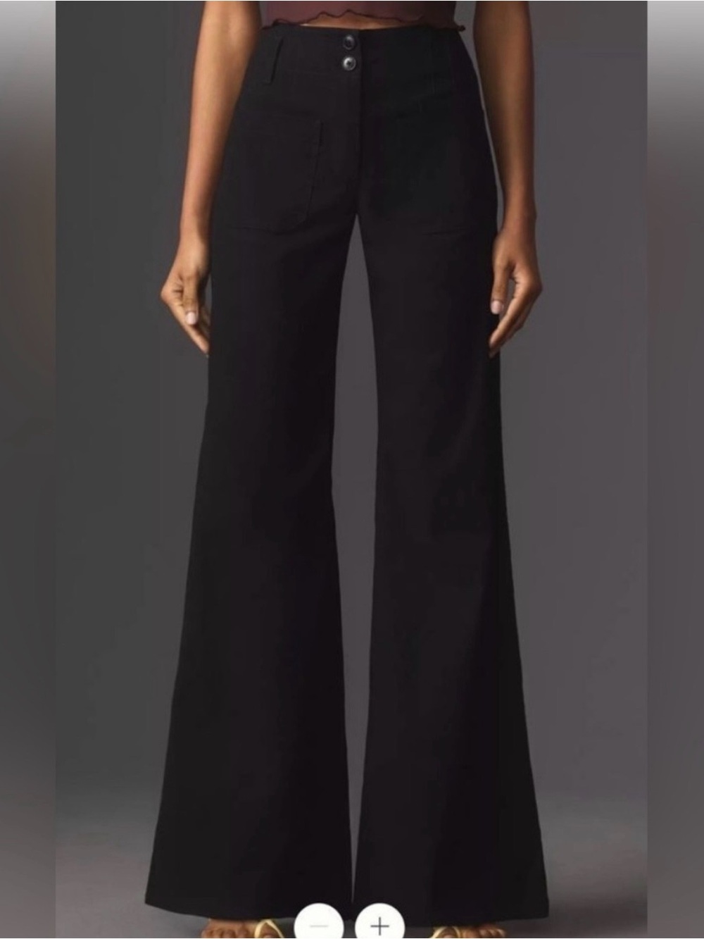 Anthropologie Maeve The Junie Jean Black Linen Blend Flare Pants 30